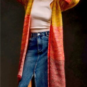 Gently worn Anthropologie spacedye duster cardigan. XL. Pink motif.